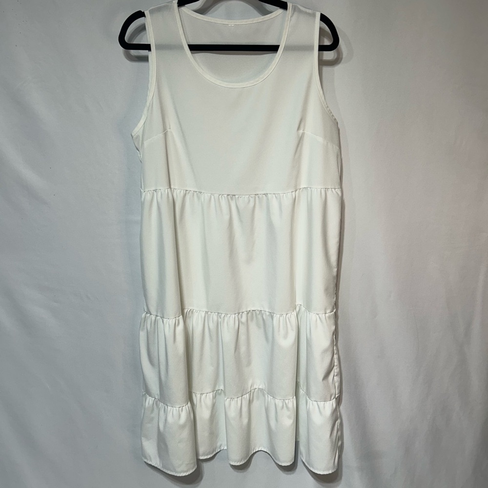 Sleeveless White Tiered Dress